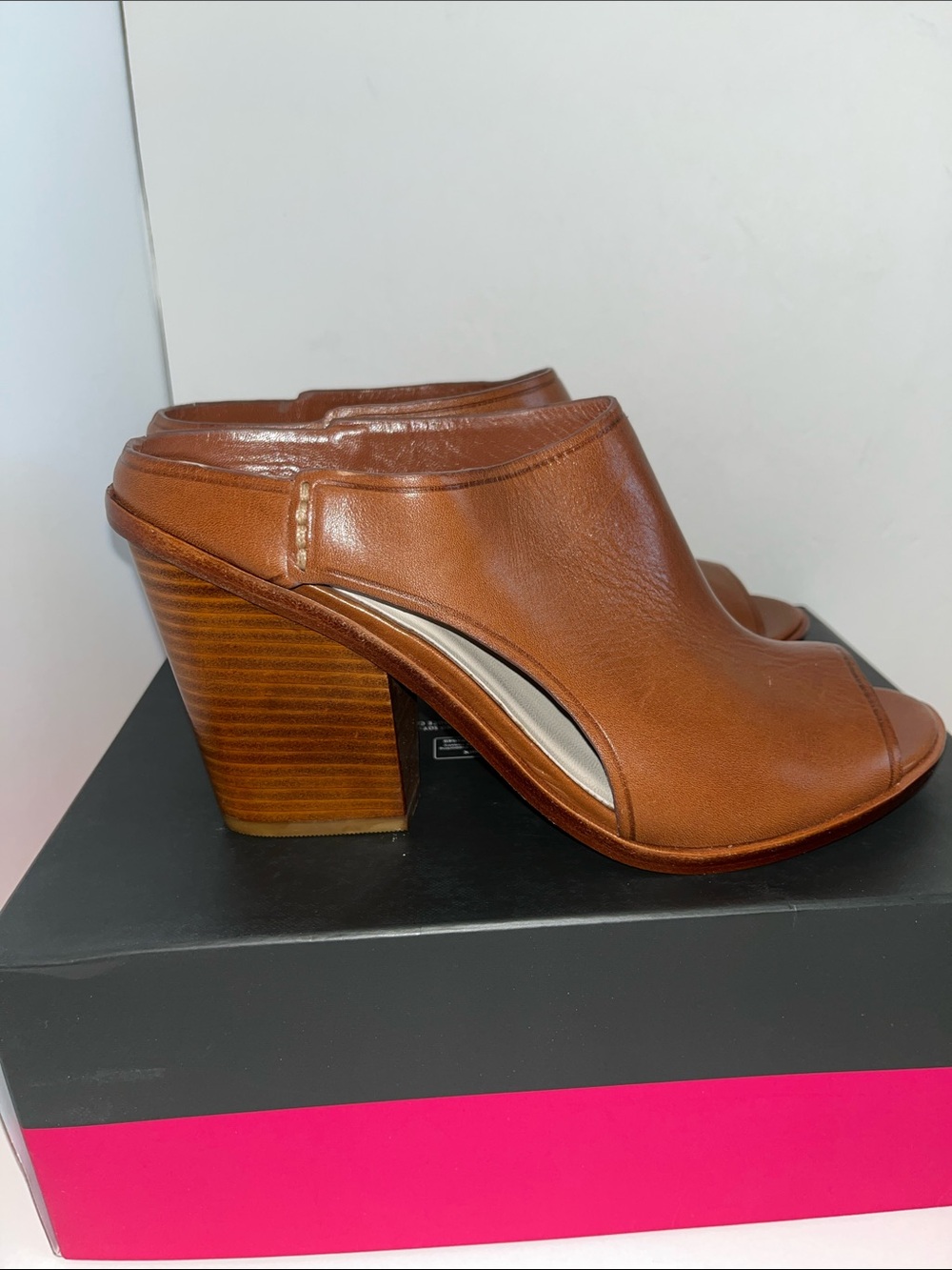 Cole Haan Brown Leather Open-Toe Mule Heels